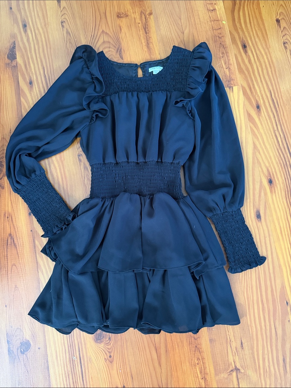 Habitual Black Smocked Waist Mini Dress
